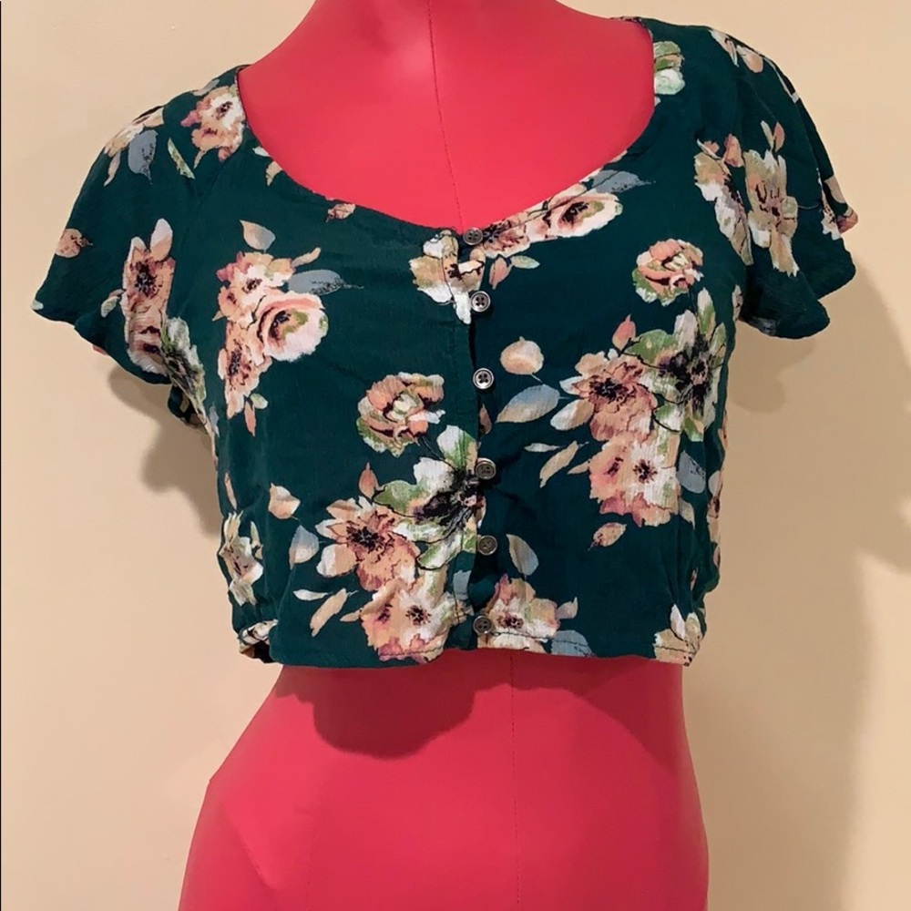 Xhilaration Button-Down Crop Top